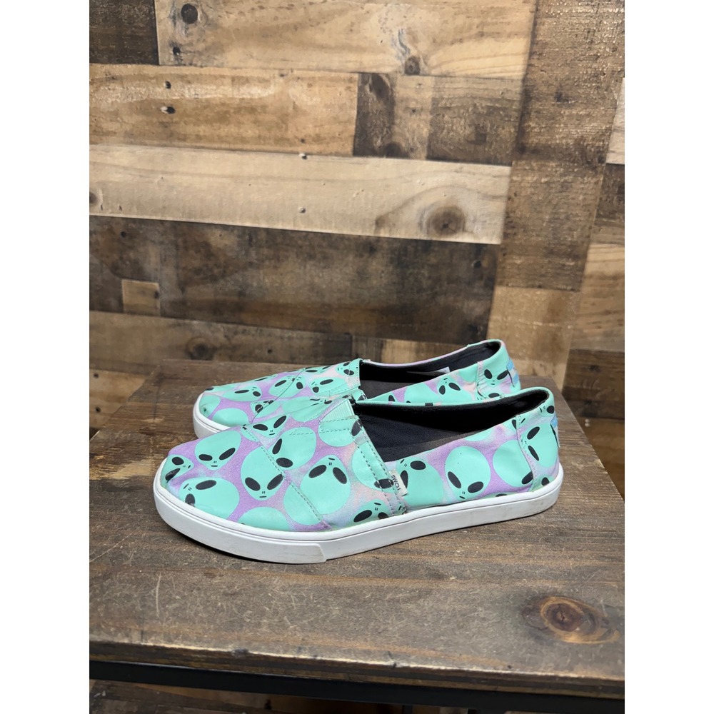TOMS‎ Women Alien Print Tie Dye Alpargata Slip On Sneakers Teal Purple Size 7W